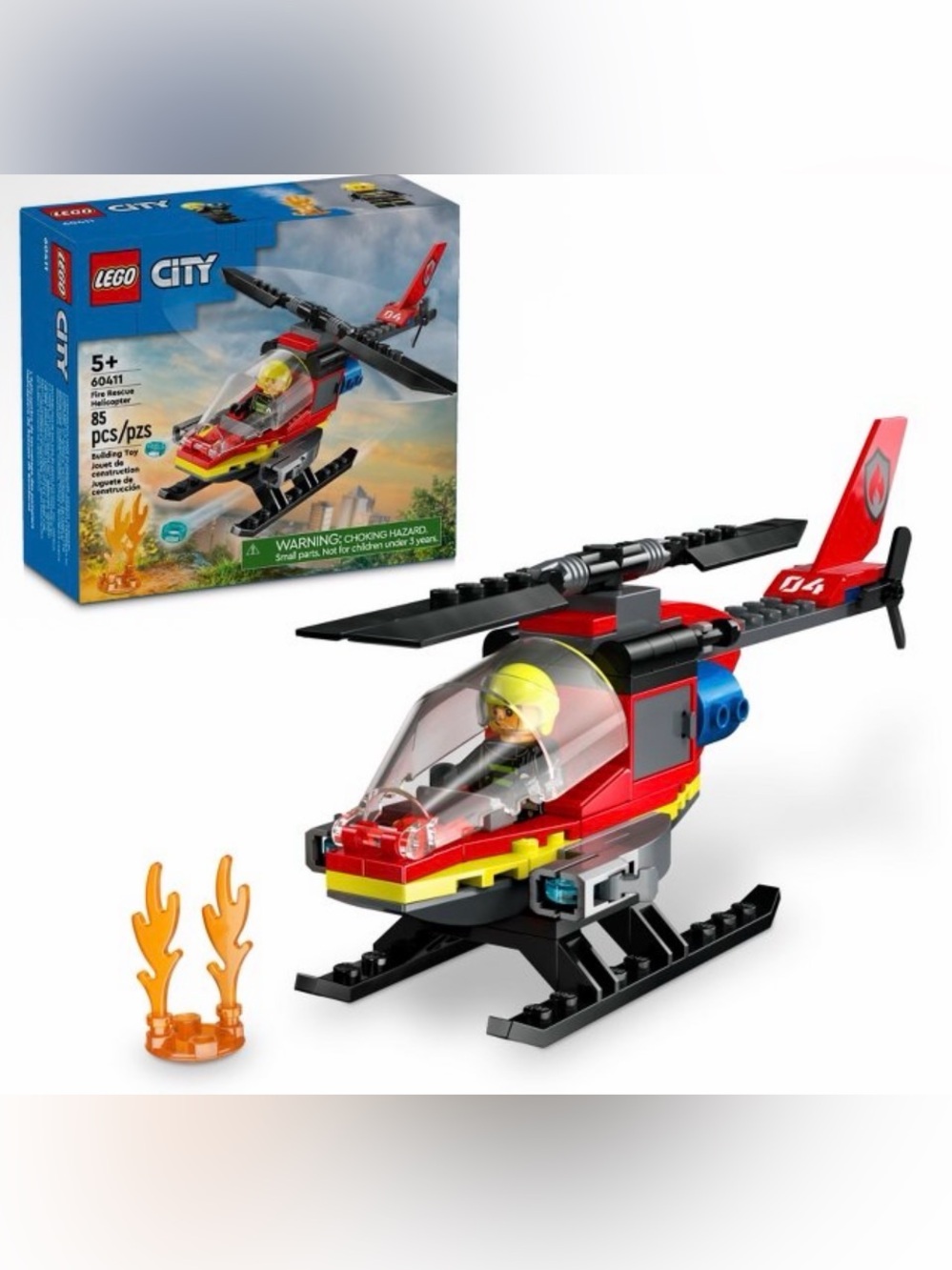 LEGO City Red Rescue Helicopter 85pcs - 60411